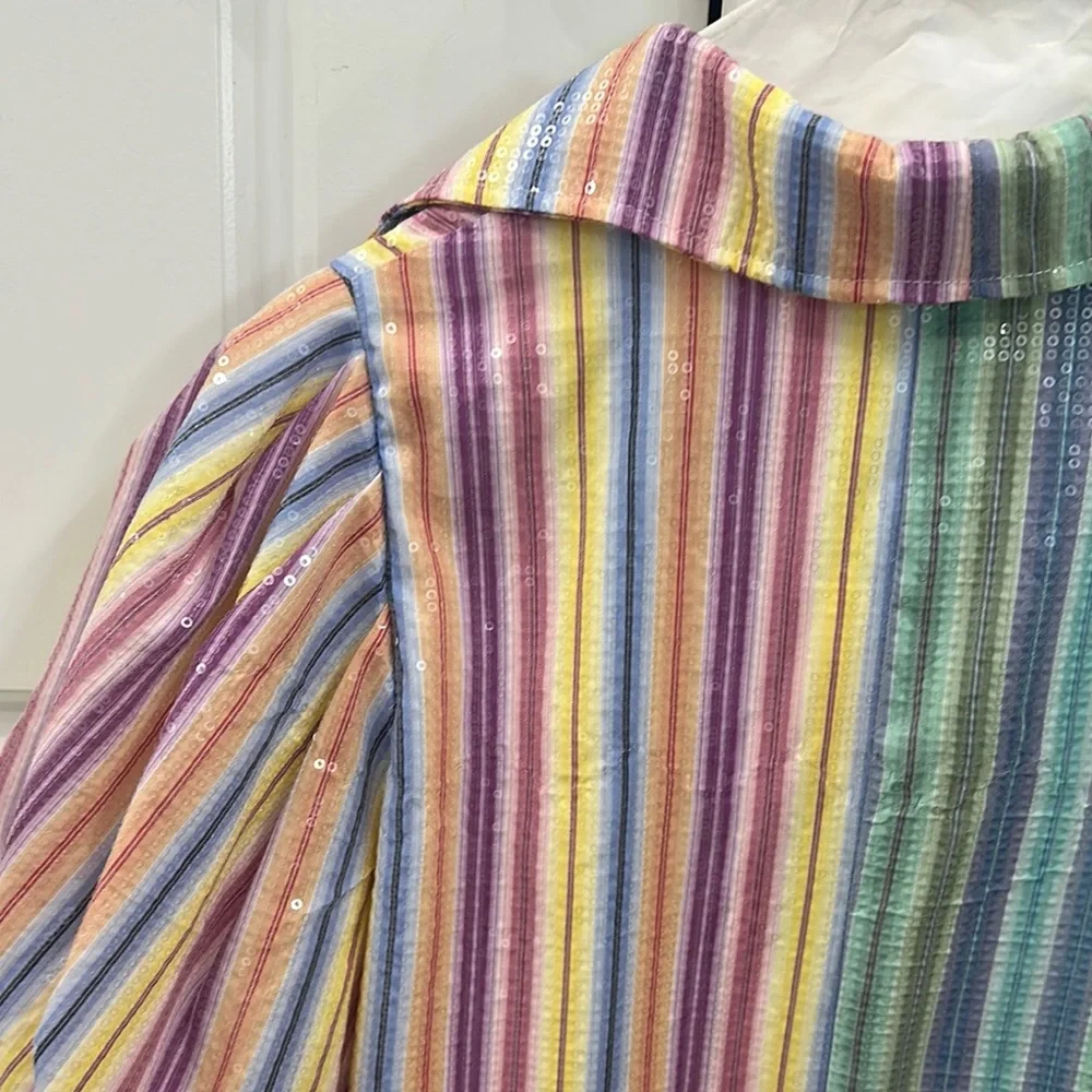 QOS Colorful Striped Sequin Dress - Picture 4 of 4